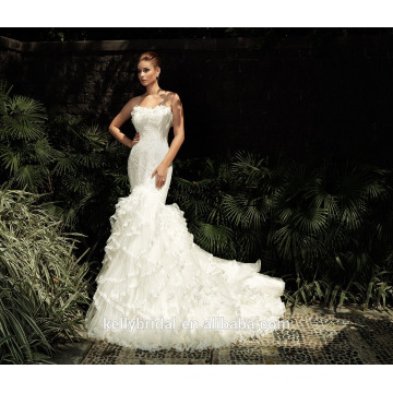 ZM16034 Big Ruffle Romantische Hochzeitskleid Schatz ärmellose klassische Meerjungfrau Brautkleider Kleider Vestido de noiva 2016